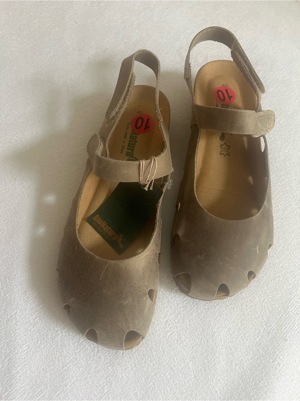 BioNatura Taupe Women's Slingback Comfort Sandals with Adjustable Strap
